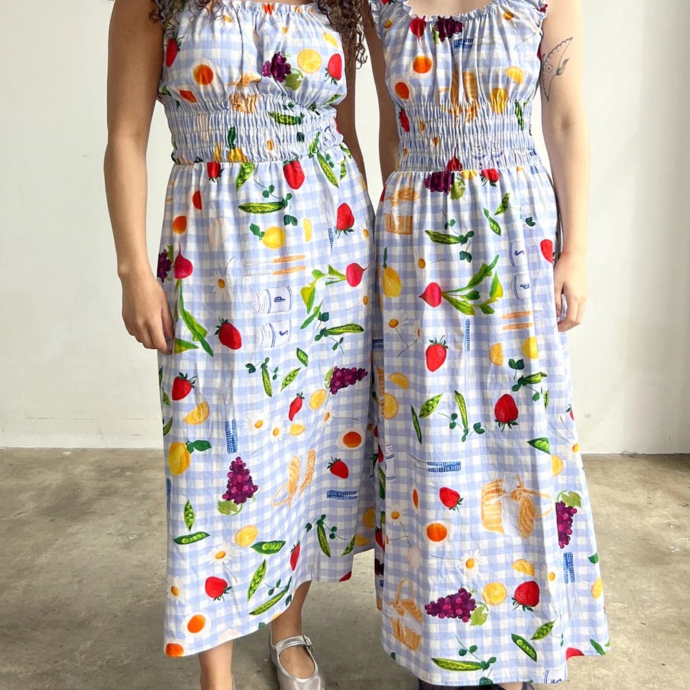 Lisa Says Gah Annie picnic Colorful Fruit Print Women's Dress